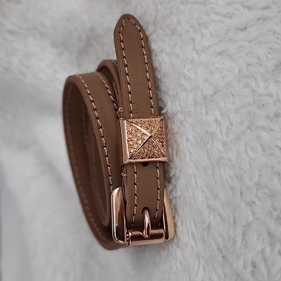 Michael Kors Leather Rose Gold Double Wrap Bracelet - Picture 3 of 11